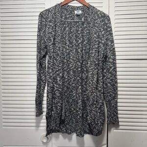 Old Navy Gray Black White 100% Cotton Knitted Cardigan Sweater Size L